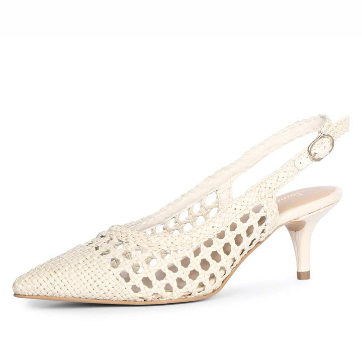 Saint Benni Ivory Hand Woven Leather Pumps