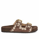 Angela Double Buckle Chocolate Suede Leather Sandal