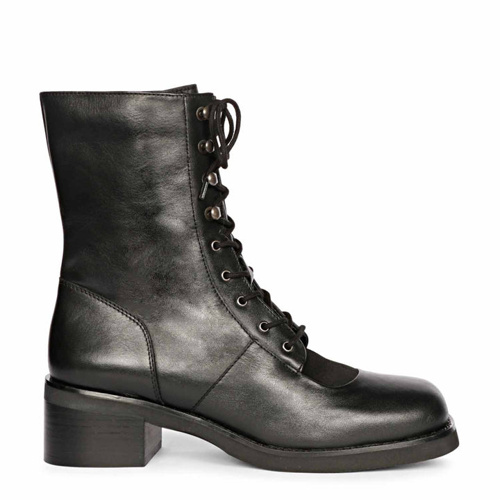 Saint Kayla's Black Leather Lace-Up Boots - High Ankle Fashion