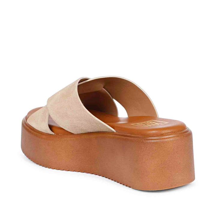 Viviblu Yasmin Beige Leather Platform Sandals