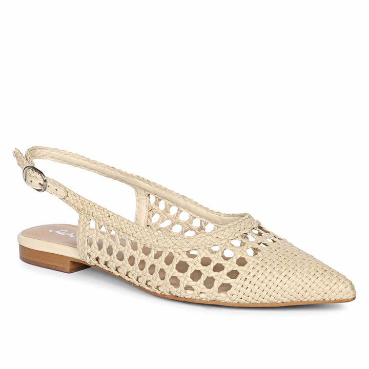 Saint Chayya Ivory Hand Woven Leather Low  Heels