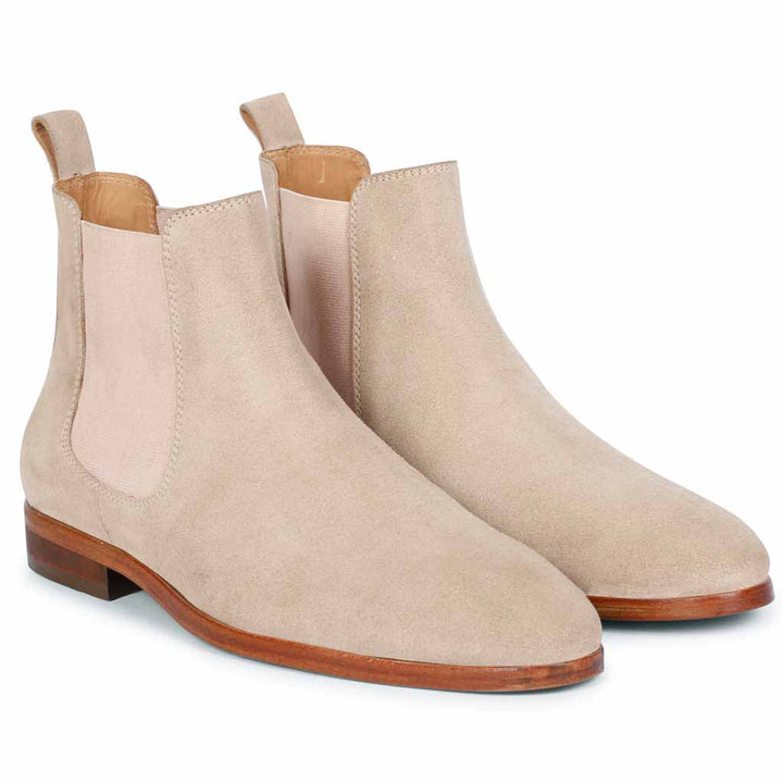 Saint Grimoald Beige Suede Chelsea boots