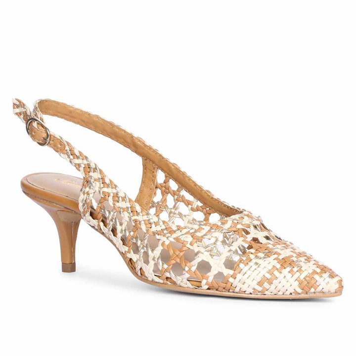 Saint Benni Tan Multi Hand Woven Leather Pumps