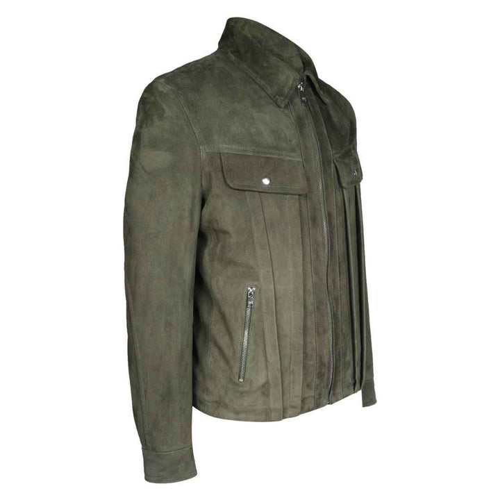 Saint Men Olive Leather Jacket