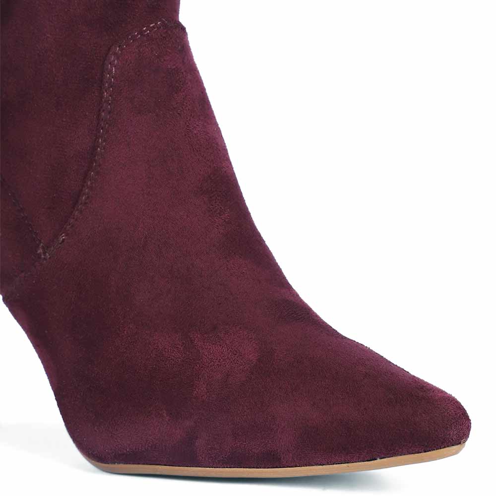 Maroon suede ankle boot