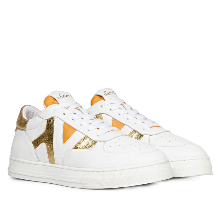 Saint Felix White & Yellow Leather Sneakers