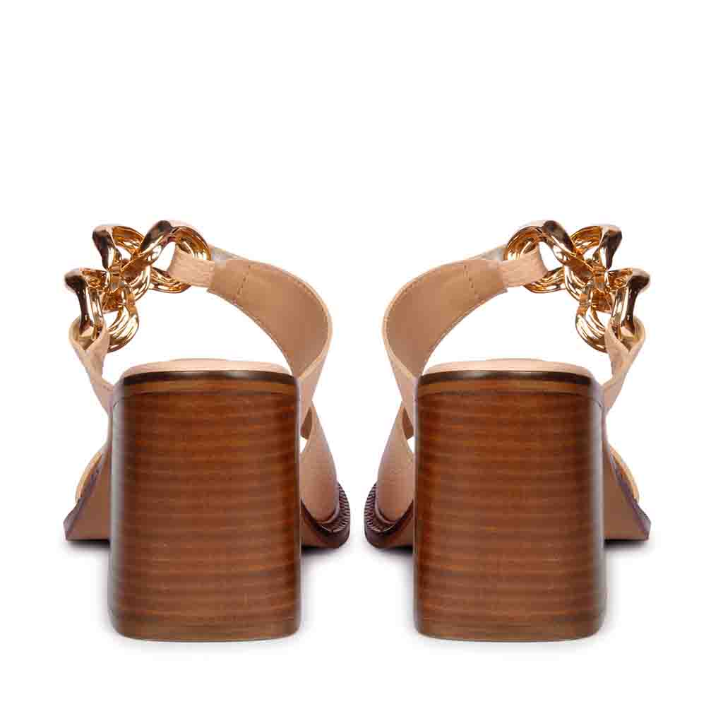 Step into luxury with these Cipra leather block heels by Saint Madrid