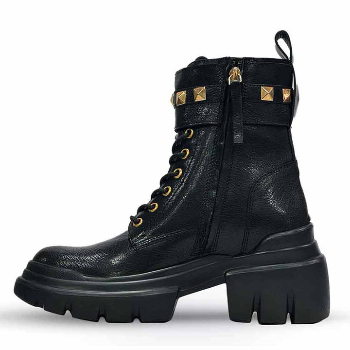Saint Stella Black Leather Lace Up High Ankle Boots