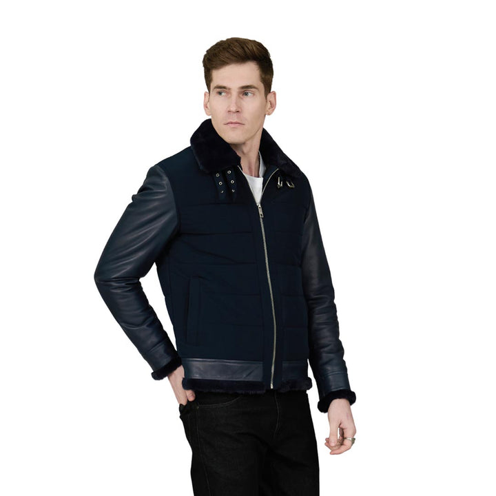 Saint Denis Blue Leather Men's Jackets