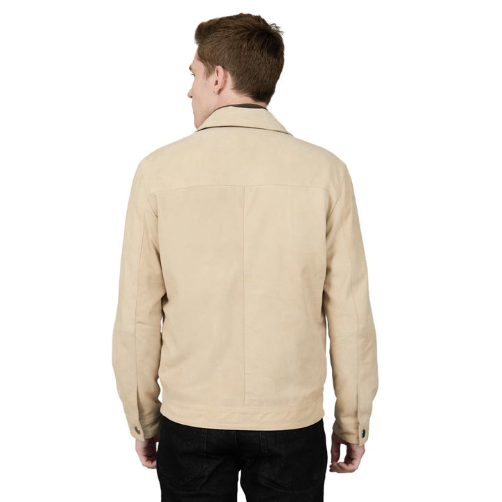 Saint Boris Off White Leather Men's Jacket With Collars