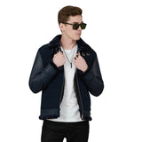 Saint Denis Blue Leather Men's Jackets