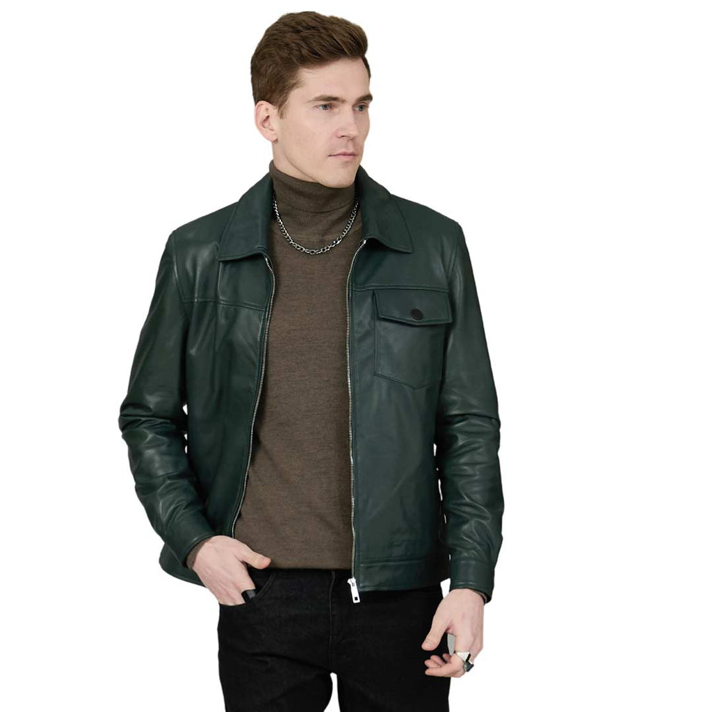 Saint Gerardo Green Leather Men's Jacket With Collars – SaintG USA