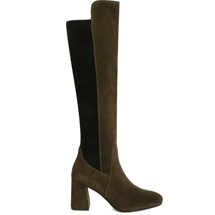 Elexis Olive Leather Knee High Boots