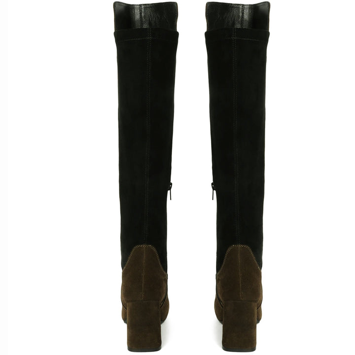 Elexis Olive Leather Knee High Boots