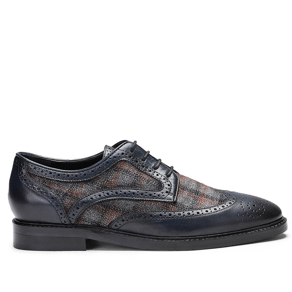 Saint Faustin Navy Leather Lace Up Brogue - SaintG India