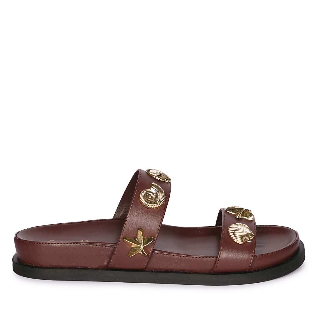 Saint Hallie Seashell & Star Studs Port Royal Leather Sandals