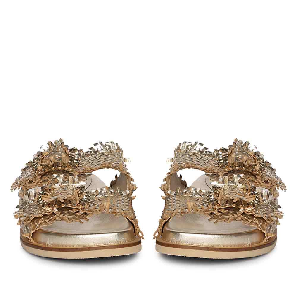 Saint Nuala Diamante Platin Woven Leather Sandals