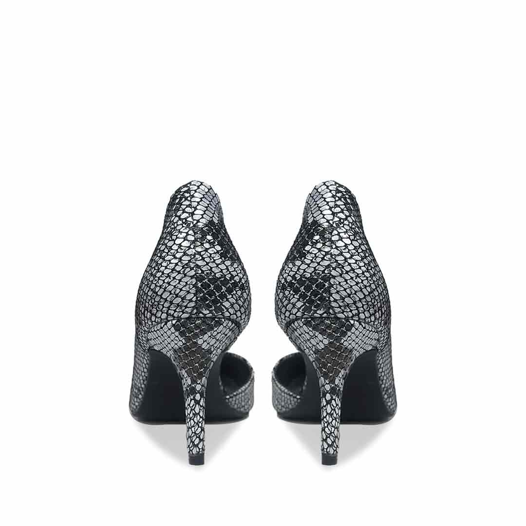 Saint Layla Silver Black Snake Print Leather Pumps