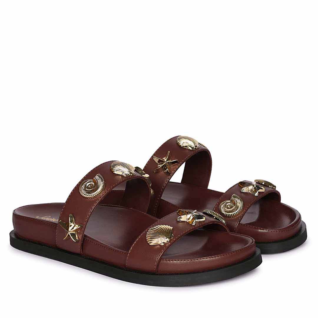 Saint Hallie Seashell & Star Studs Port Royal Leather Sandals