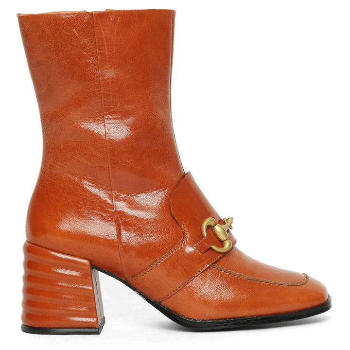 Saint Ambrosia Rust Distressed Leather High Ankle Boots - Stylish and rugged footwear with a vintage touch for a bold fashion statement