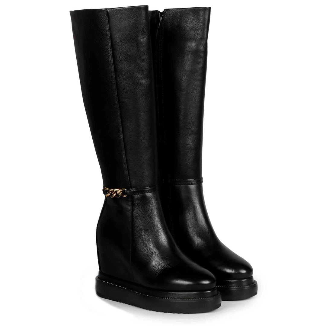 Saint Audrey Wedge Heel Boots - Fashionable Chain Décor