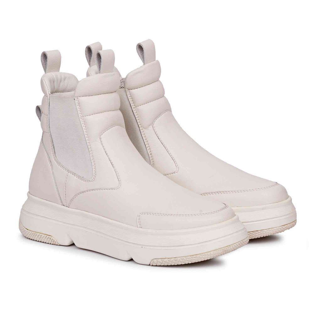 Sleek Saint Heather White Leather Sneakers - Timeless style meets comfort in these chic white leather sneakers for a modern, fashionable look