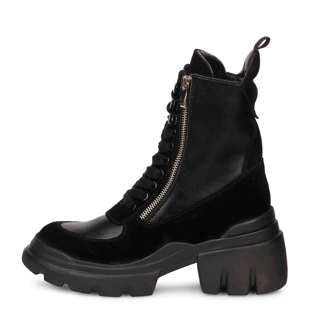 Versatile black leather lace-up high ankle boots - Saint Kendall for casual and formal occasions