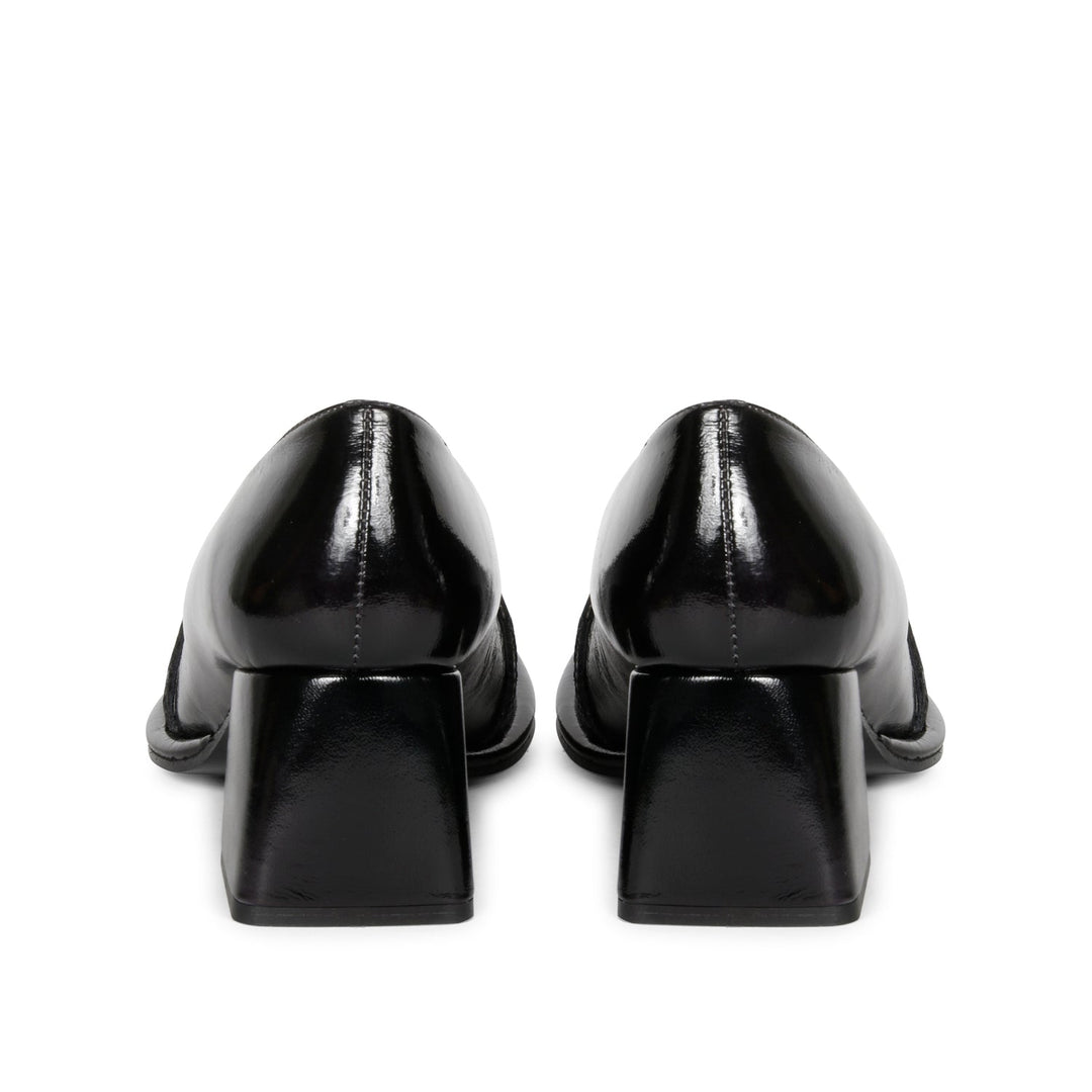 Step into luxury: Saint Mirielle's black patent leather moccasins - handcrafted perfection