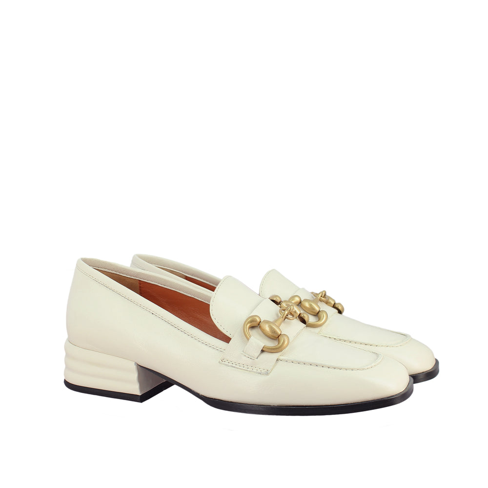 Saint Jacqueline Leather Off White Handcrafted Shoes