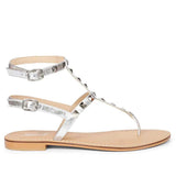 Saint Millie Silver Leather Flat Sandal