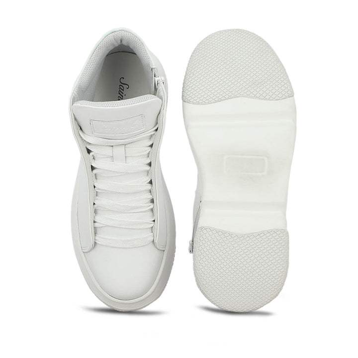 Dafne White Leather Handcrafted Sneakers