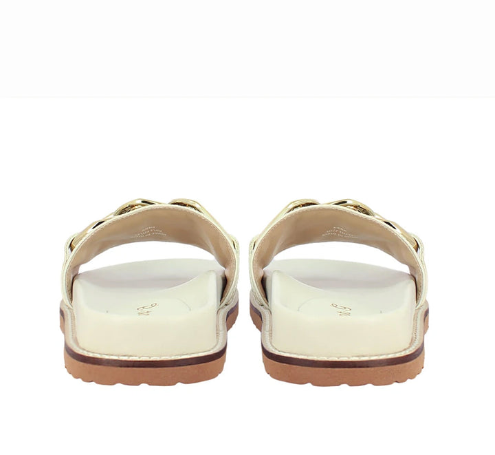 Saint Kiera Off White Leather Flat Slides