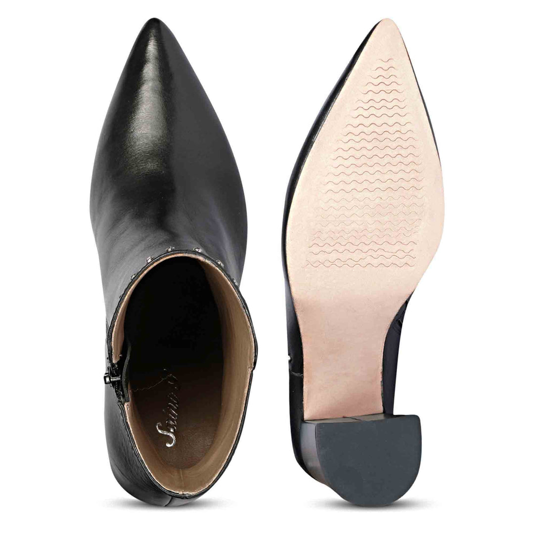 Saint Fia Black Leather Block Heel Boots Black / 39 Saint Fia Black Leather Block Heel Boots Black / 39