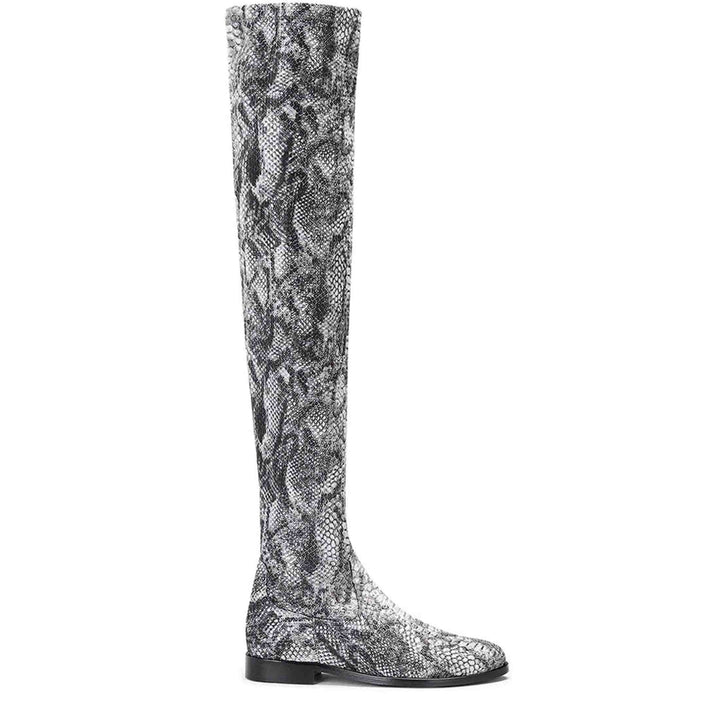 Saint Lelia Grey Stretch Fabric Above The Knee Boots - SaintG India