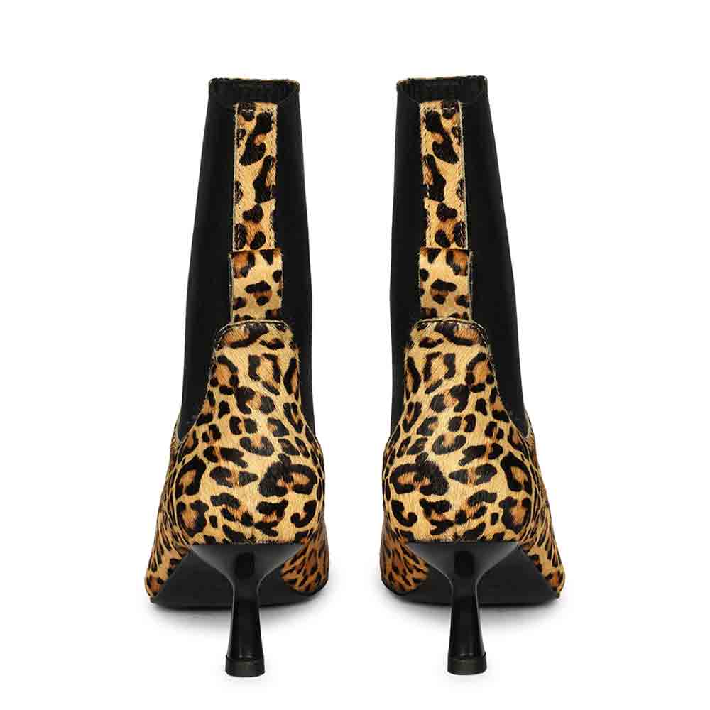 Saint Oriana Natural Pony Hair Print Leather Ankle Boots