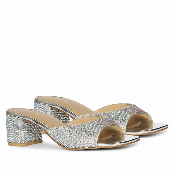 Saint Leslie Multi Crystal Silver Heels