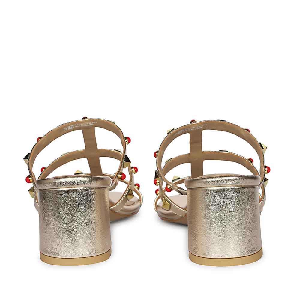 Saint Cressie Studded Platin Leather Block Heels