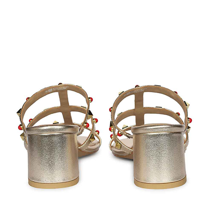 Saint Cressie Studded Platin Leather Block Heels