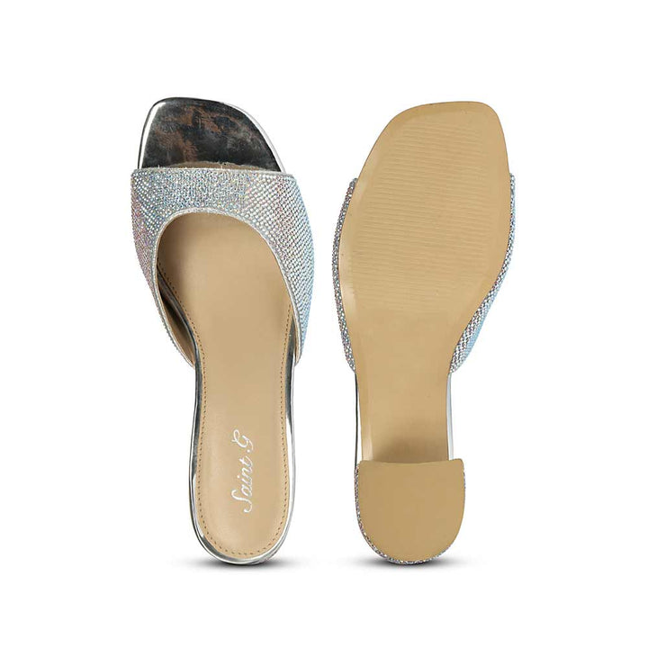 Saint Leslie Multi Crystal Silver Heels