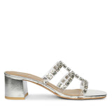 Saint Norma Stone Embellished Silver Block Heels