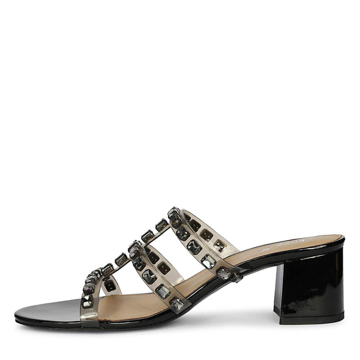 Saint Norma Stone Embellished Black Block Heels