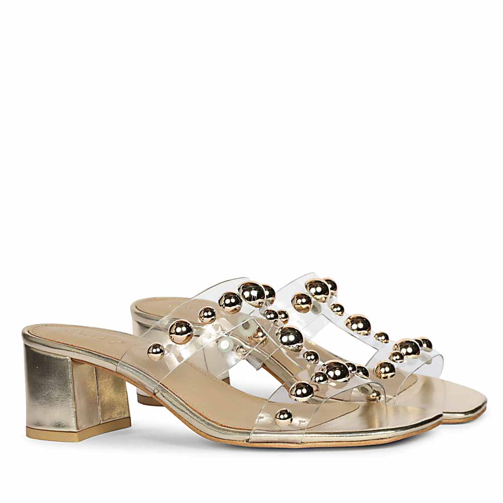 Saint Ottilie Stud Embellished Platin Block Heels
