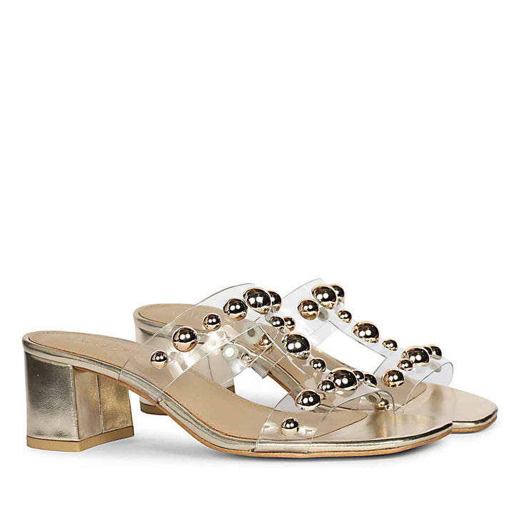 Saint Ottilie Stud Embellished Platin Block Heels