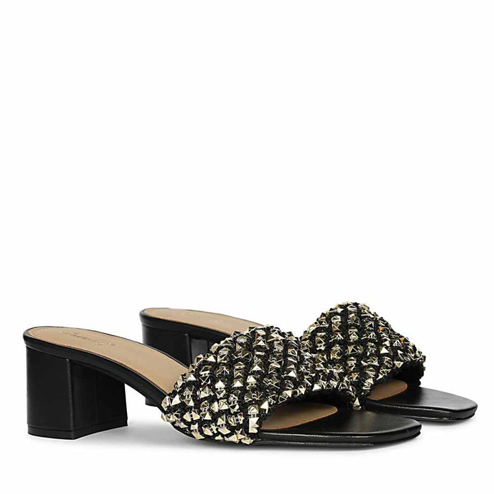 Saint Winnie Stud Embellished Leather Block Heels