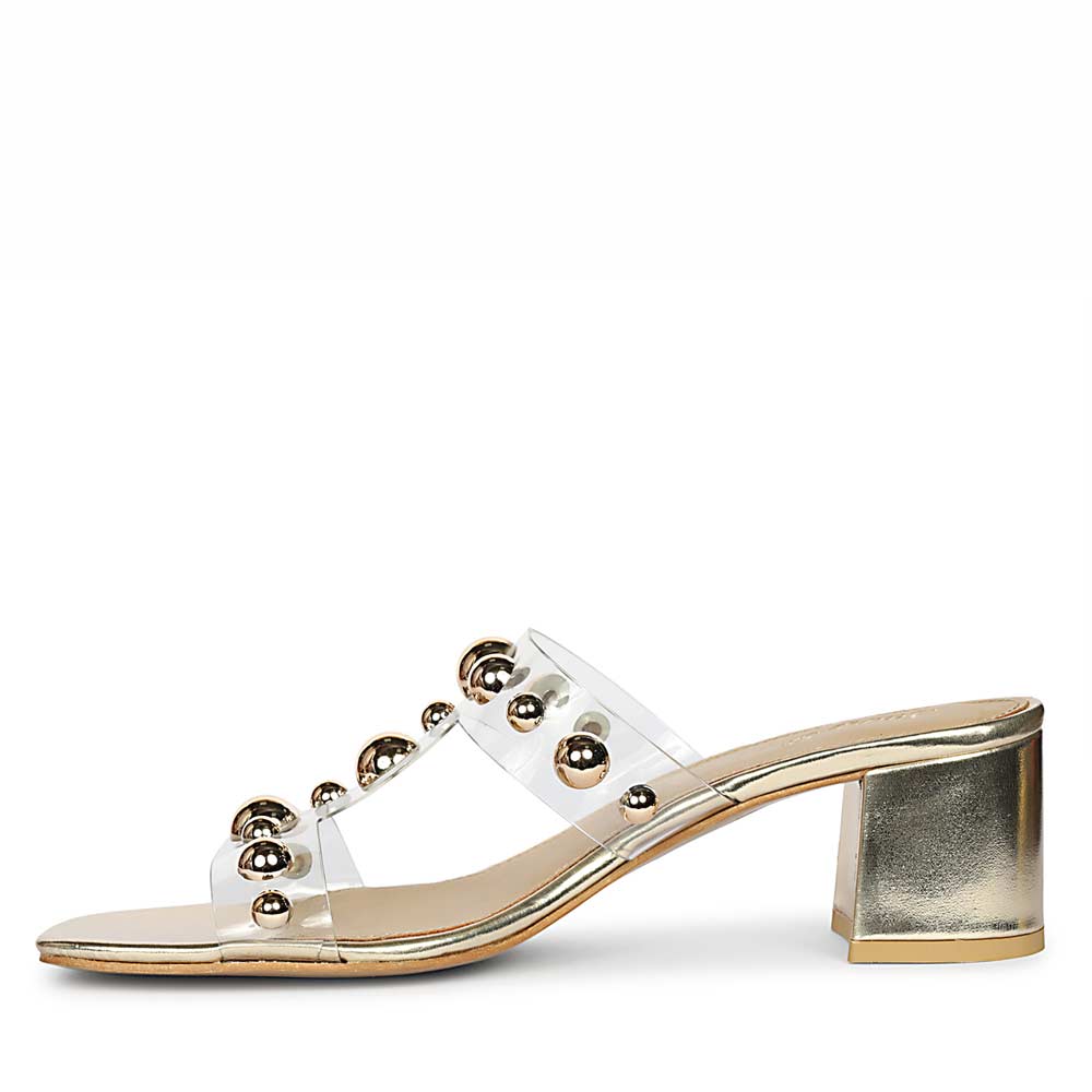 Saint Ottilie Stud Embellished Platin Block Heels