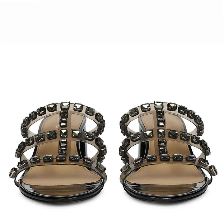 Saint Norma Stone Embellished Black Block Heels