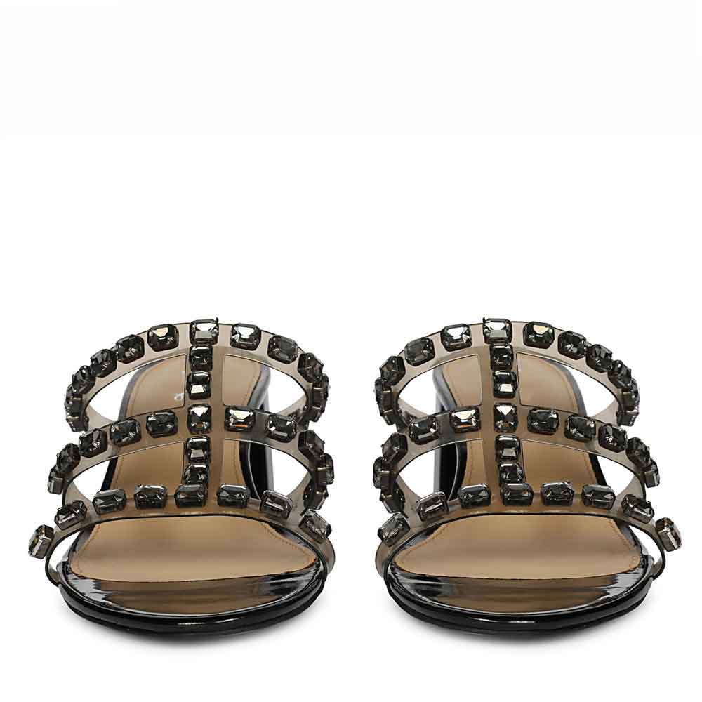 Saint Norma Stone Embellished Black Block Heels