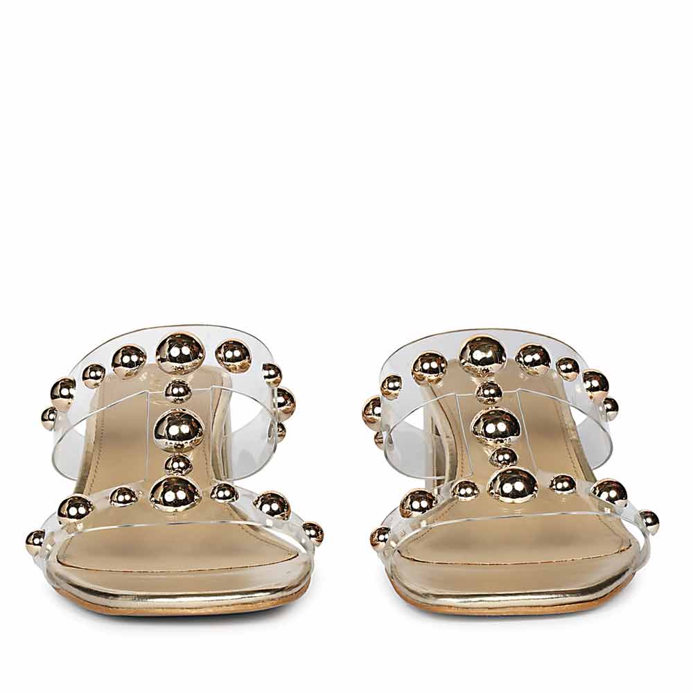 Saint Ottilie Stud Embellished Platin Block Heels