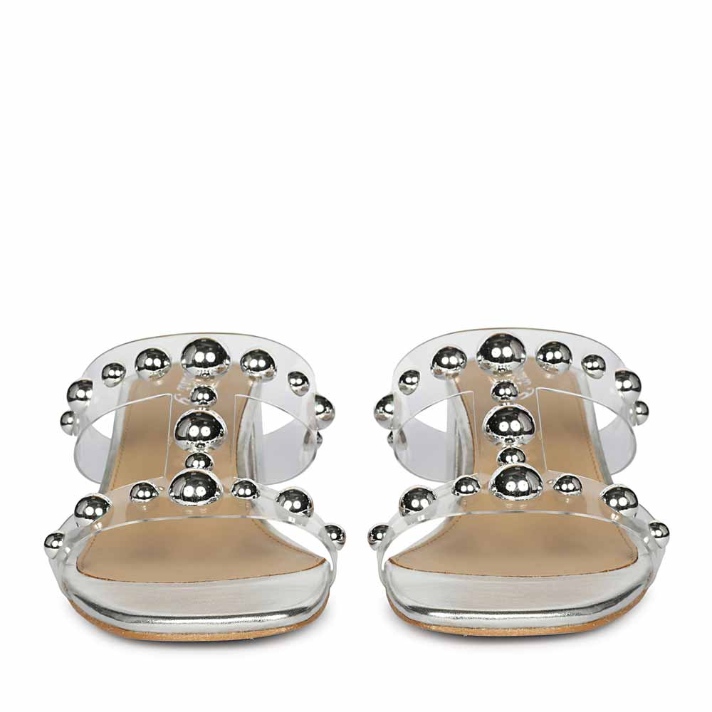 Saint Ottilie Stud Embellished Silver Block Heels