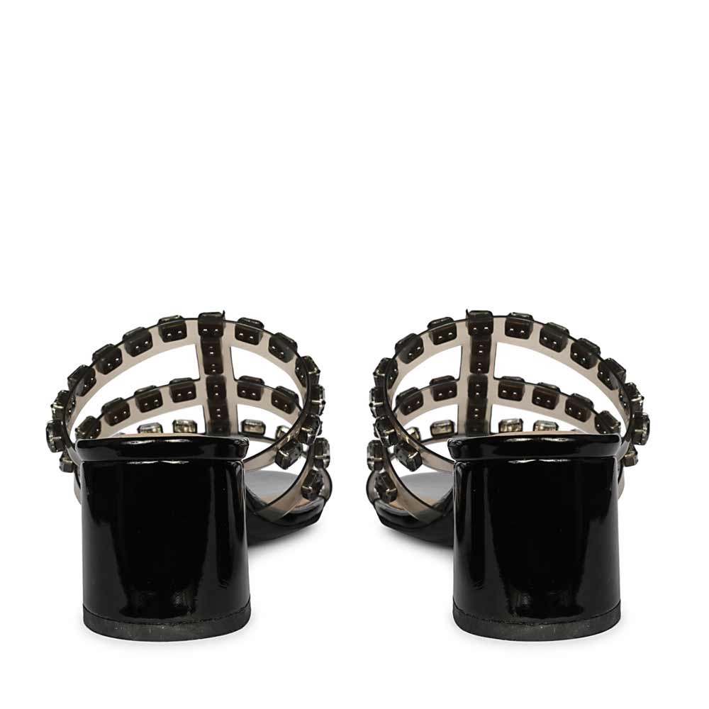 Saint Norma Stone Embellished Black Block Heels